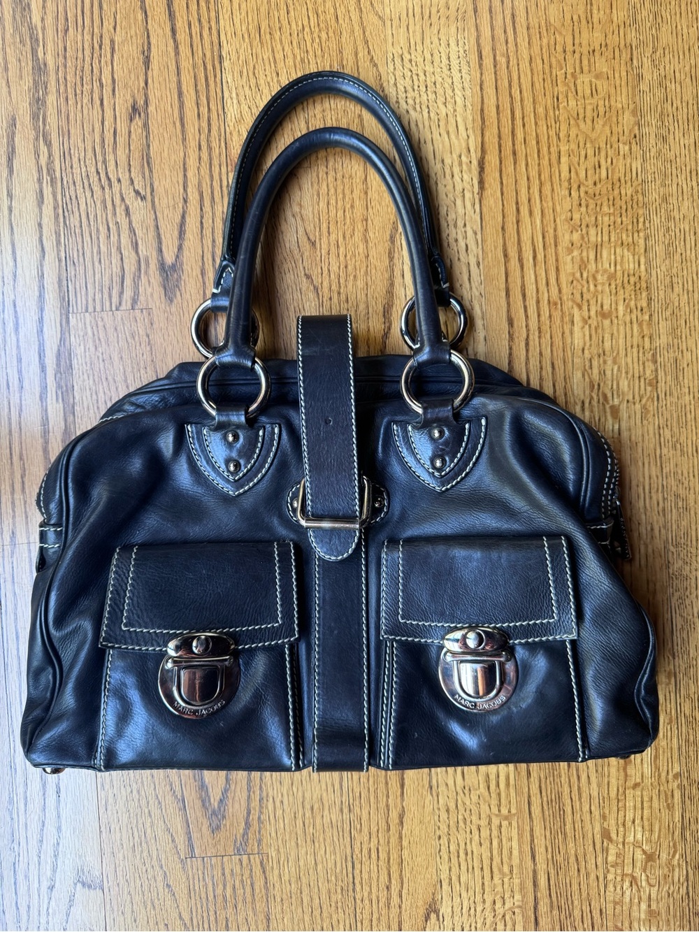Marc Jacobs Black Leather Venetia Satchel Handbag
